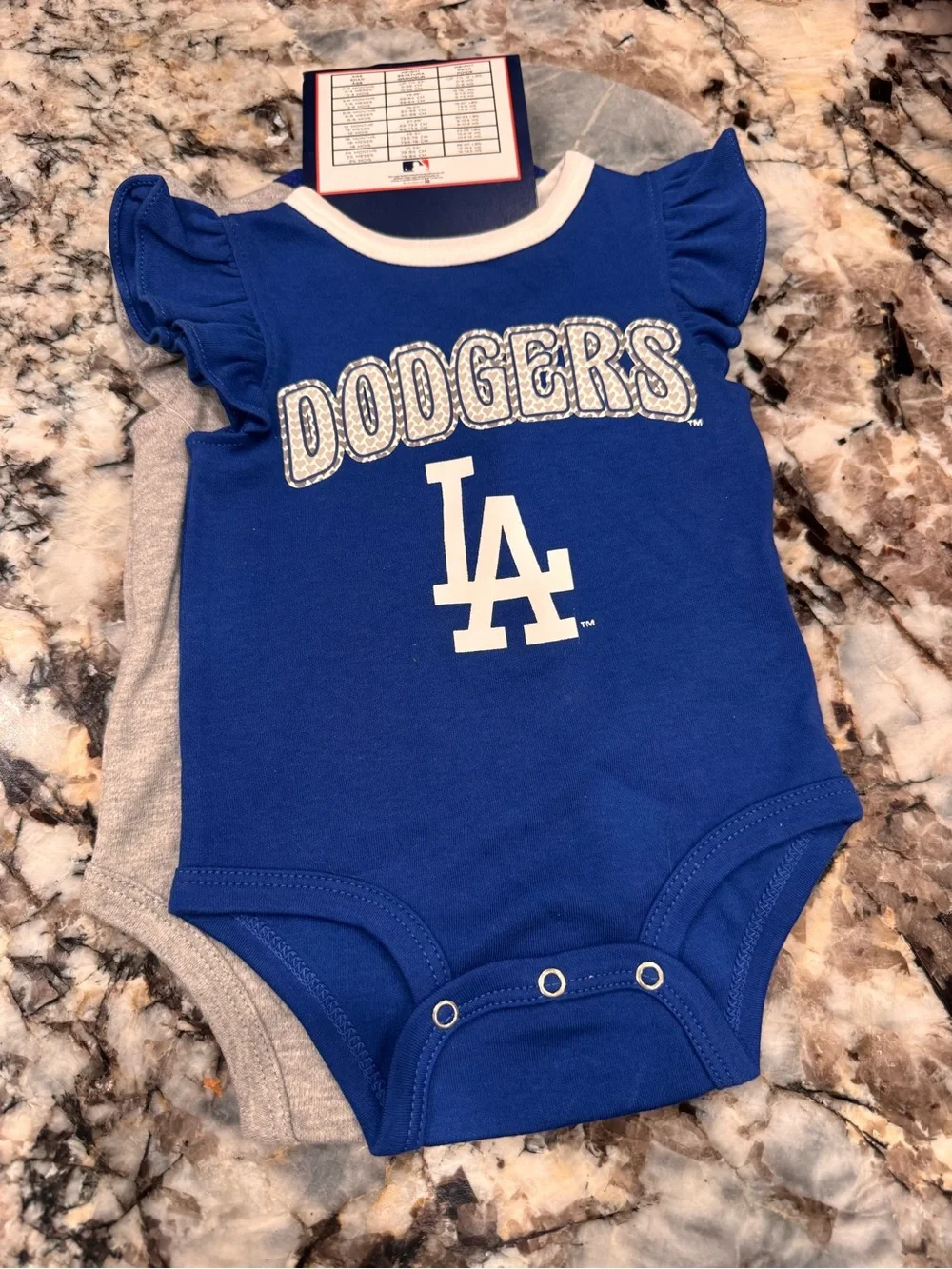 MLB Los Angeles Dodgers Gray & Royal Blue Lil' Fan Baby One-Piece Set
